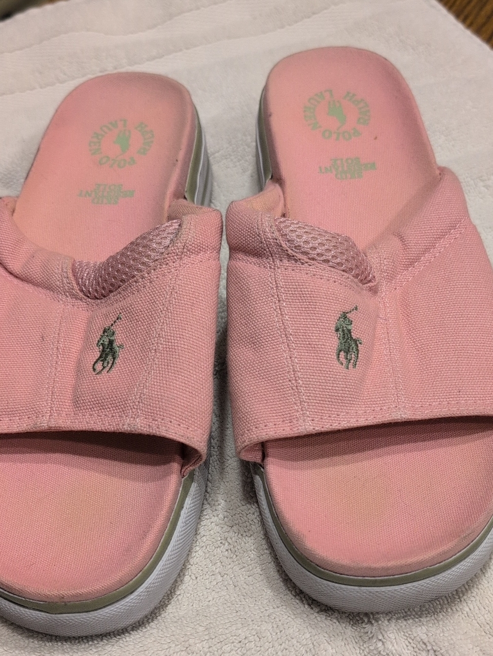 Polo by Ralph Lauren Women's Pink Canvas Slide Sandals